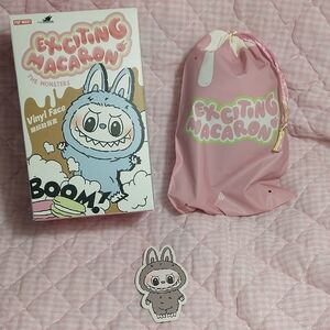 POP MART Exciting Macaron Labubu Plush Keychain / Bag Charm (Sesame Bean)